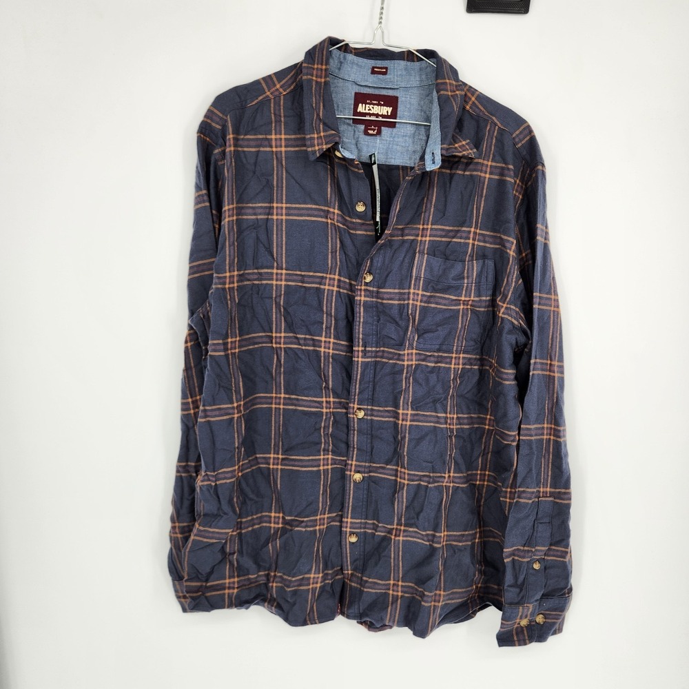 Alesbury Men's Large Indigo Essential Brushed Twill Shirt NWT